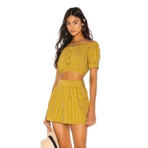 Medium Tularosa Yellow Pinstriped Crop Top